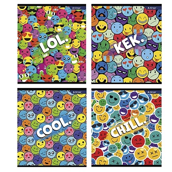 Тетрадь 36л., А5, клетка, Alingar "Smile", скрепка, мелованный картон (стандарт) , блок офсет, 4 диз