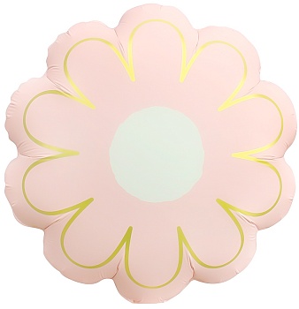 Шар (21''/53 см) Цветок, Ромашка, Золотые лепестки, Розовый, Сатин, 1 шт.