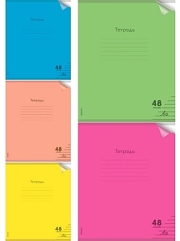 Тетрадь ЛИНИЯ 48л. цвет.пласт.обл. plastic cover НЕОН (48-1377) ассорти 5 цветов