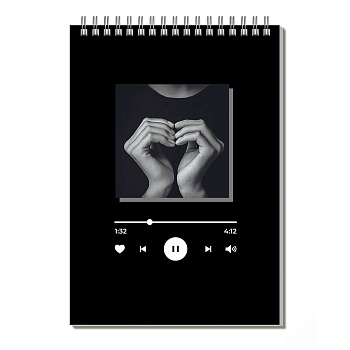 Блокнот, А5, 60 л, арт. 72049 СЕРДЦЕ / Блок - белый офсет 60 г/м², клетка, гребень по короткой сторо