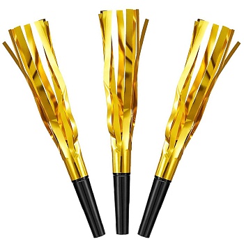 Карнавальные гудки, Шумчики, Золото, Металлик, 16 см, 6 шт. в упак.