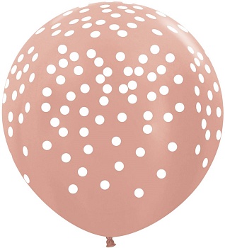 Шар (36''/91 см) Белое конфетти, Розовое золото (568), металлик, 5 ст, 1 шт.