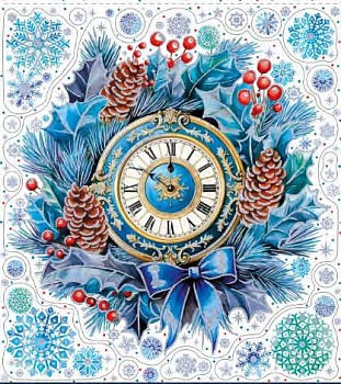 Новогоднее оконное украшение  из ПВХ пленки, декорировано глиттером 30x38см арт.94289