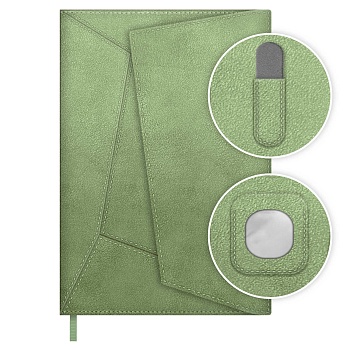 Ежедневник недатированный ESCALADA, А5, 120 л., арт. 70606/ 15 СПИЛОК МЕТАЛЛИК ЗЕЛЁНЫЙ (кожзам: 146x
