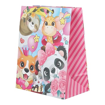 393113 Пакет подарочный МАТОВЫЙ l,зверьки,140 гр/м2 ЧУДО ПРАЗДНИК в кор.10*12шт