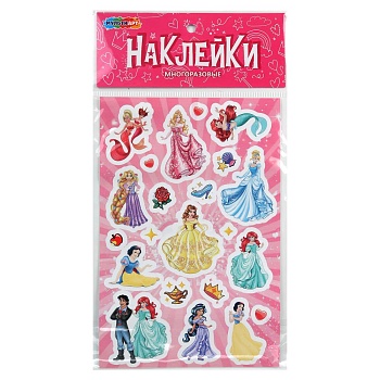 401988 Наклейки бумажные,  12х18см принцессы MultiArt в кор.500шт